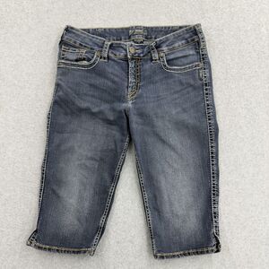 Silver Shorts Women's 16 Blue McKenzie Crop Bermuda Shorts Embroidered